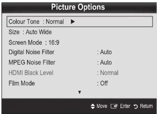 SAMSUNG UE40C9000SW - Picture Options - 1