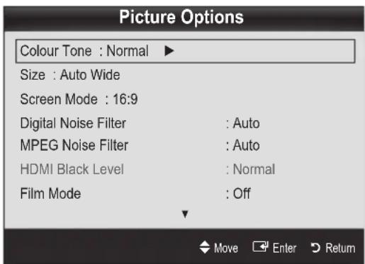 SAMSUNG UE40C9000SW - Picture Options - 1