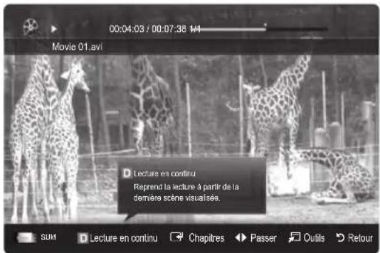 SAMSUNG UE40C9000SW - Lecture d'un programme ou d'un film enregistré en continu (Reprise la lecture) - 1