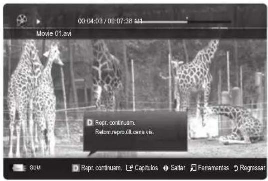 SAMSUNG UE40C9000SW - Reproduzir o programa de televisao gravado ou um ficheiro de这部电影 (Retomar Reproducao) - 1
