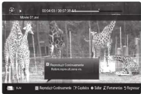 SAMSUNG UE55C6000RK - Reprodução de um ficheiro de filme de modo continuo (Retomar Reprodução) - 1