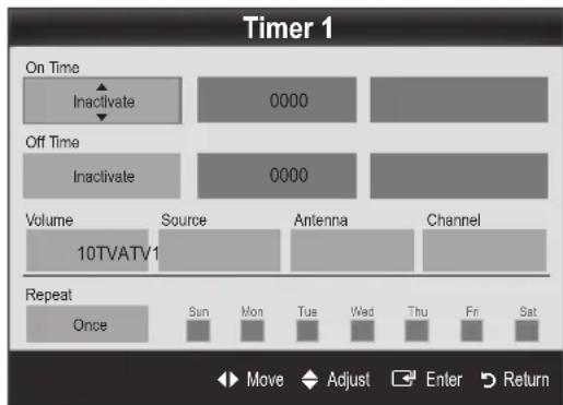 SAMSUNG UE55C6000RK - Setting the On/Off Timer - 1