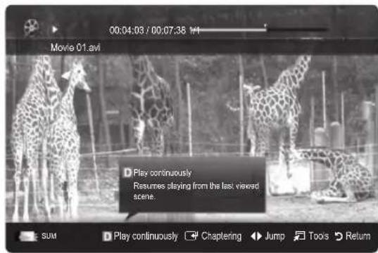 SAMSUNG UE55C6540SK - Playing movie file continuously (Resume Play) - 1