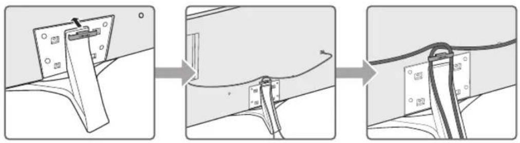 SAMSUNG UE49MU6475U - Placering af kablerne med kabelholderen - 1