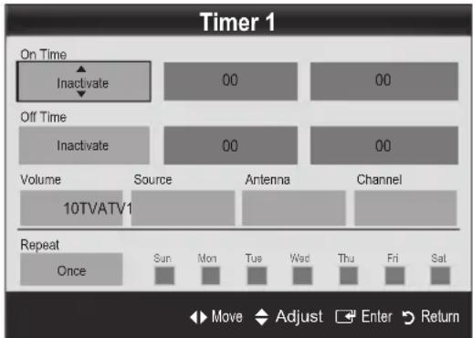 SAMSUNG UE65C8000XW - Setting the On / Off Timer - 1