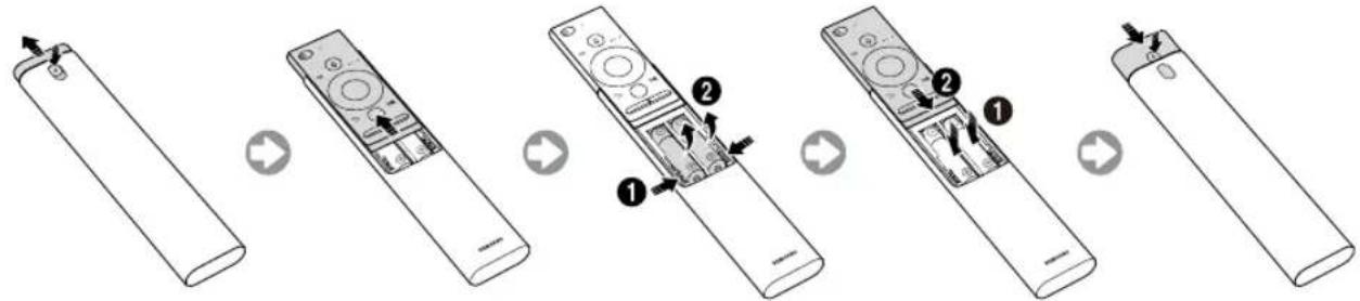 SAMSUNG UE55MU7055T - Colocação de pilhas no Controlo Remoto Intelligente da Samsung - 1