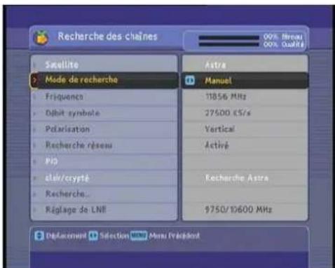 Lenson LD 9000 - Recherche des chaînes d'un transpondeur donné - 1