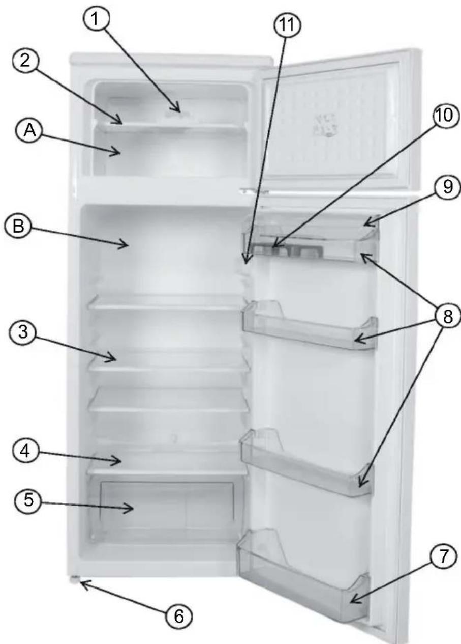 Wellington WRF2227 - LISTE DES ACCESSOIRES ET DES COMPARTIMENTS DU REFRIGERATEUR - 1