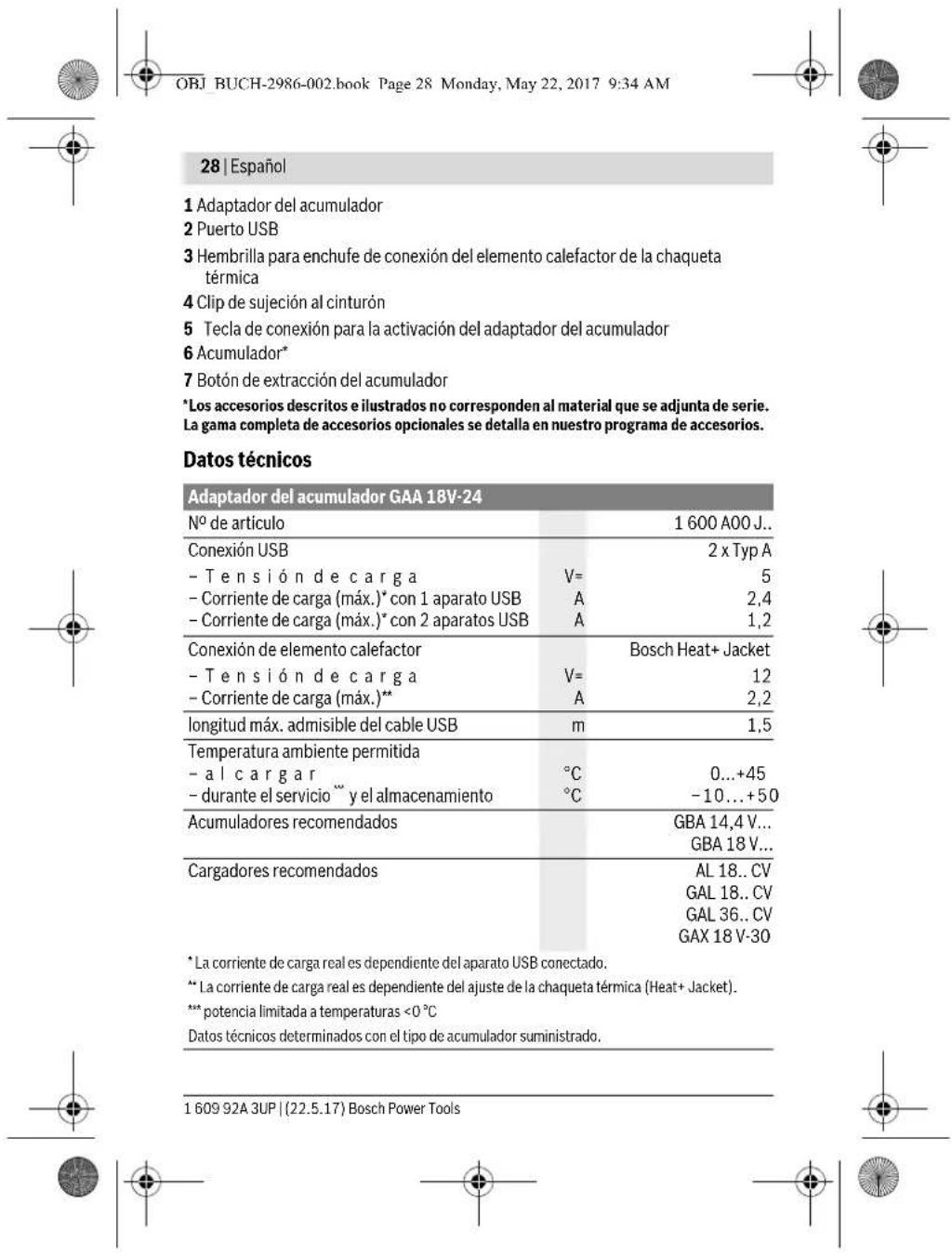 BOSCH GAA 18V24 Professional - Componentes principales - 78