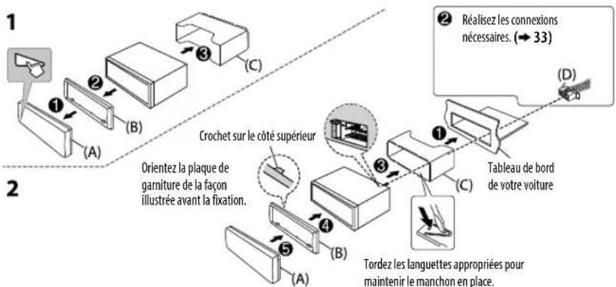 JVC KDX451DBT - Installation de l'appareil (montage encastré) - 1