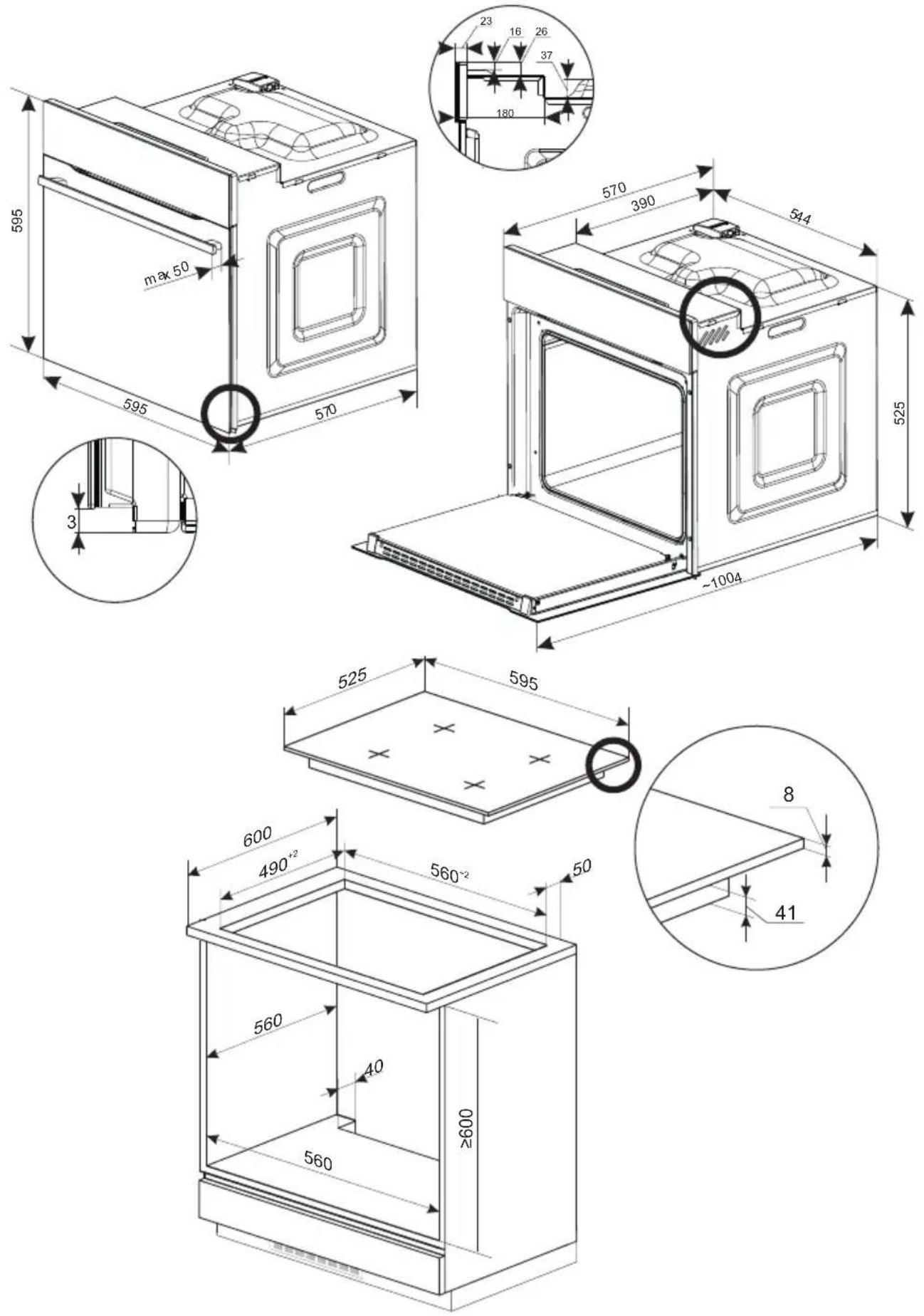 AMICA EHC 12713 E - Montage van de oven: - 3