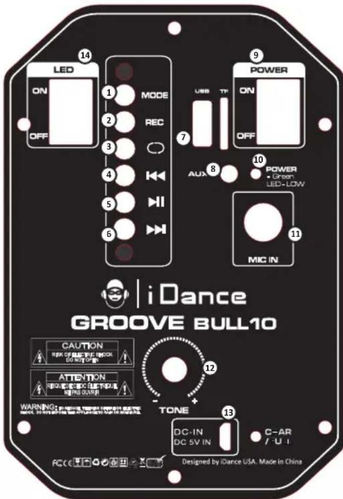 iDance Groove BULL 10 - (ROUGE = en cours de charge, VERT = complètement chargée) - 2