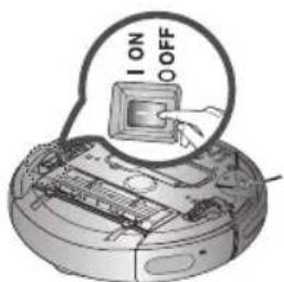 SAMSUNG SR8848 - Tem de desligar o interruptor de corrente na parte inferior da unidade principal antes de limpar o aspirador robot. - 1