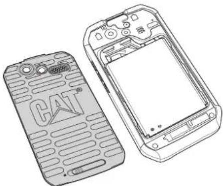 CAT B15Q - Commencer à utiliser votre téléphone mobile Retrait du capot arrière - 4