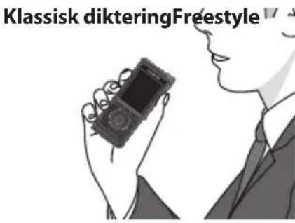 OLYMPUS DS9500 - Anbefalede indstlinger for mikrofontilstandene - 2