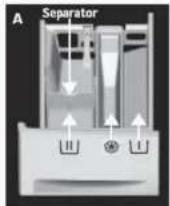 HISENSE WFBJ90121S - How to position the separator in the main wash chamber for powder or liquid detergent - 1