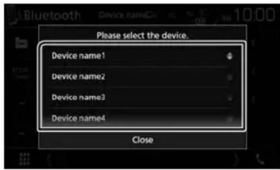 KENWOOD DMX7018BTS - Touchez le nom de l'appareil que vous souhaitez connecter. - 1