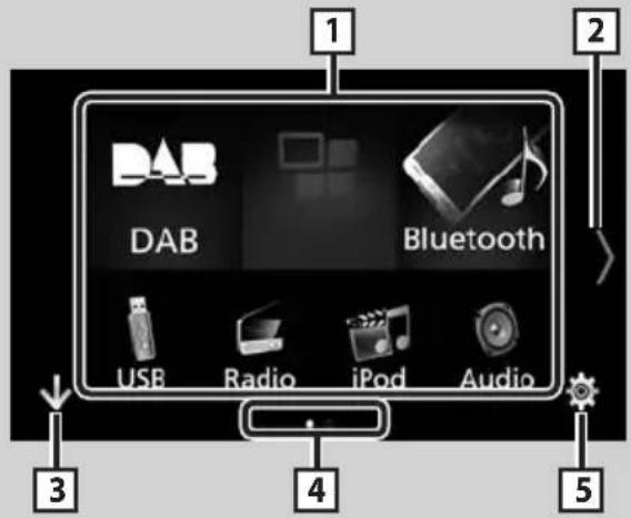 KENWOOD DMX7018BTS - Source selection screen descriptions - 1