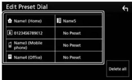 KENWOOD DMX7018BTS - Prérglage de numérios de téléphone - 3