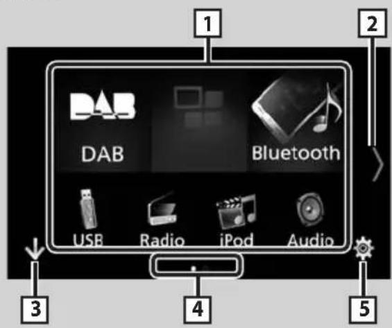 KENWOOD DMX7018BTS - Descriptions de l'écran de sélection de source - 1