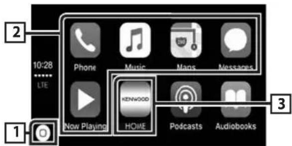 KENWOOD DMX7018BTS - Operation buttons and available Apps on the home screen of CarPlay - 1