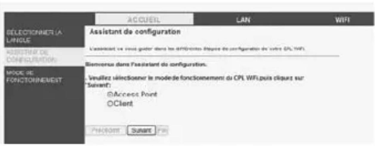 METRONIC MET324 - Sélectionnez votre menu ASSISTANT DE CONFIGURATION et cliquez deux fois sur Suivant. - 1
