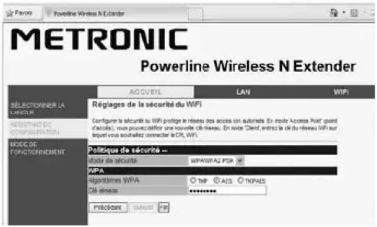 METRONIC MET324 - Plusieurs possibilités vous sont offertes, vous pouvez par exemple sélectionner le mode de sécurité : - 1