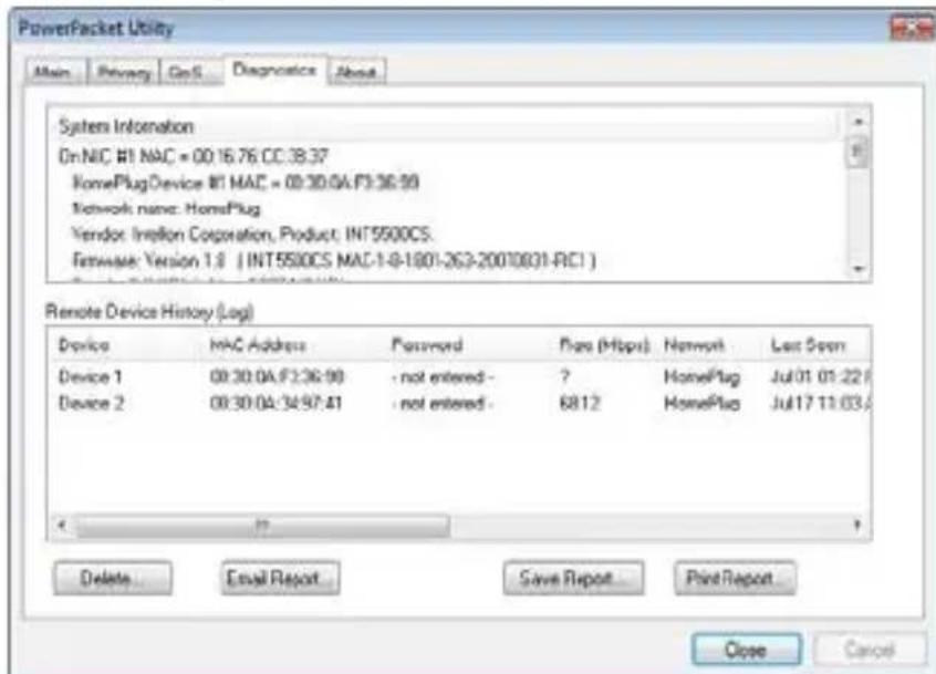 Esscom PL1085 - Onglet « Diagnostics » - 1