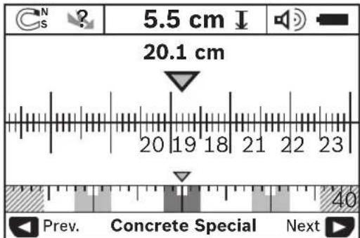 BOSCH Dtect 150 SV Professional - Changing the display mode - 1