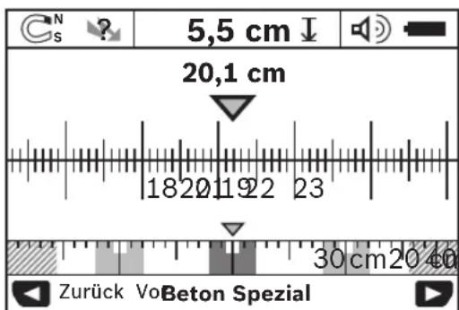 BOSCH Dtect 150 SV Professional - Wechsel der Anzeigenarten - 1