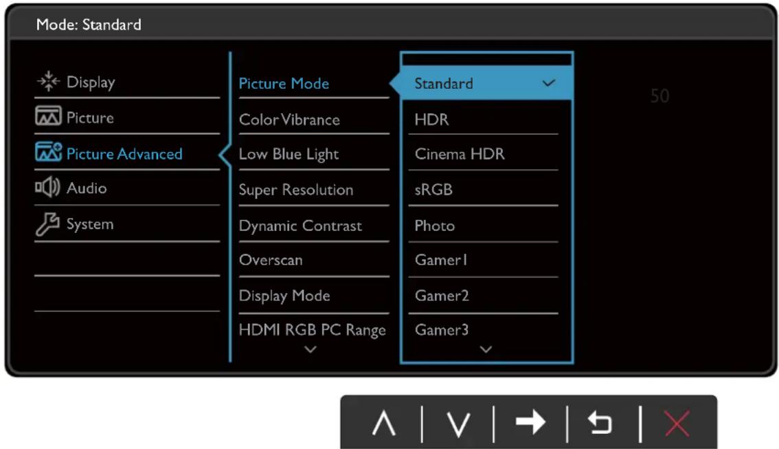 BENQ EX3203R - Menu Image Avancée - 1