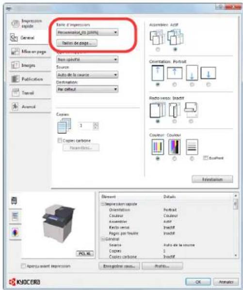KYOCERA Ecosys M5526cdn - Sélectionner le format de papier et le type de papier au format non standard. - 2