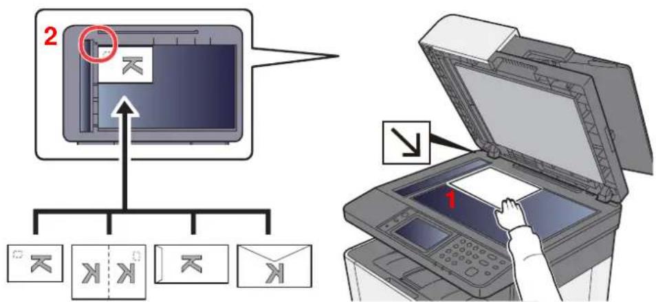 KYOCERA Ecosys M5526cdn - Lors du placement des enveloppes ou cartes sur la glace d'exposition - 1
