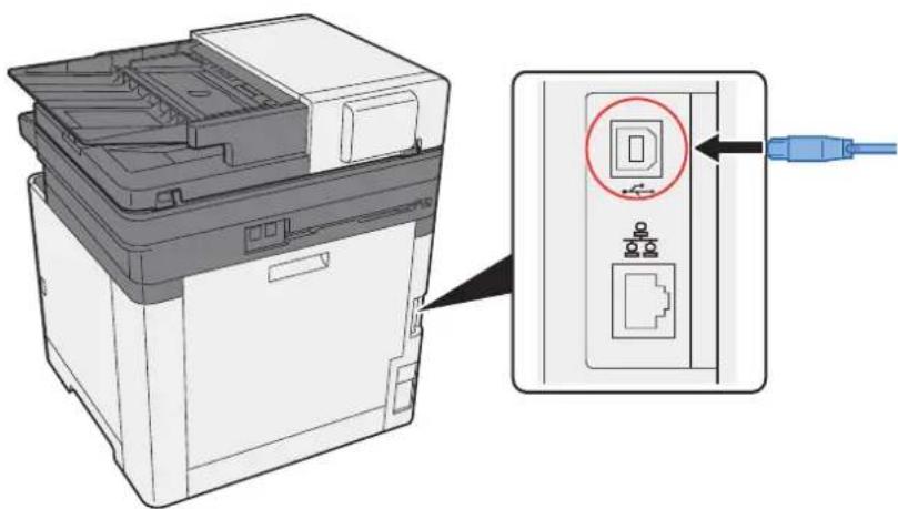 KYOCERA Ecosys M5526cdn - Raccorder le cable à la machine. - 1