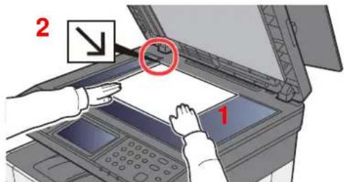 KYOCERA Ecosys M5526cdw - Mise en place des originaux sur la glace d'exposition - 1