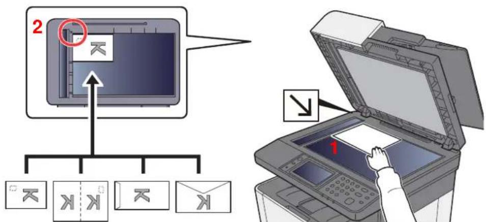 KYOCERA Ecosys M5526cdw - Lors du placement des enveloppes ou cartes sur la glace d'exposition - 1