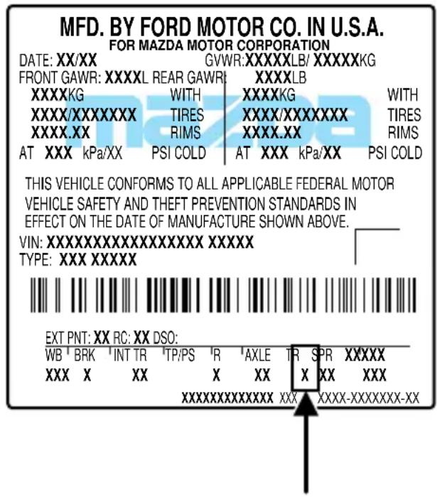 MAZDA BSeries (2006) - Désignations des CODES de boîte de vitesses - Boîte-pont - 1