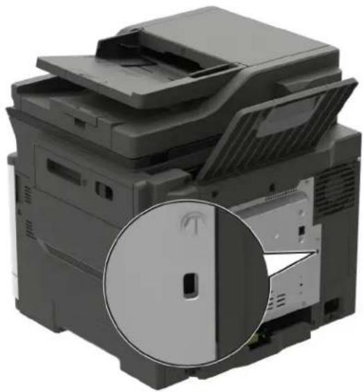 LEXMARK CX421adn - Emplacement du logement de sécurité - 1