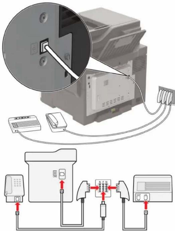 LEXMARK CX421adn - Connexion de l'imprimante à une prise murale en Allemagne - 1