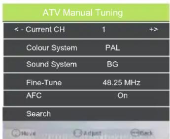 DENVER LED4072T2CS - Syntonisation manuelle ATV - 1