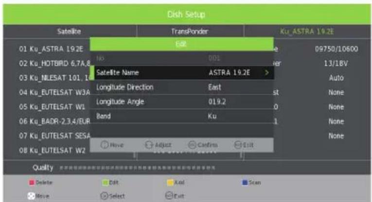 DENVER LED4072T2CS - Menu Modification de satellite - 1