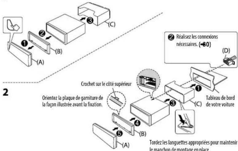 KENWOOD KDCBT520U - Installation de l'appareil (montage encastré) - 1