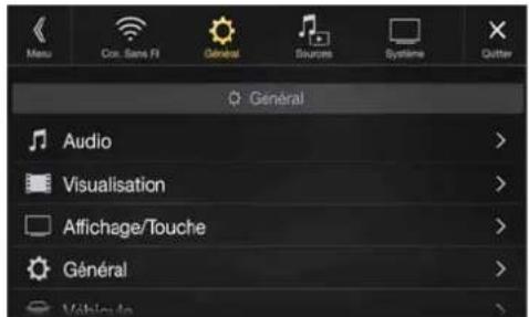 ALPINE X802DCU - Ecran du menu des réglages généraux - 1