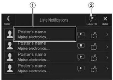 ALPINE X802DCU - Exampie d'écran Liste Notifs. - 1