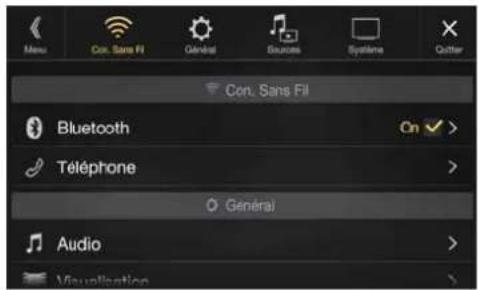 ALPINE X802DCU - Ecran du menu Reglages Con. Sans Fil - 1