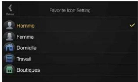 ALPINE X802DCU - 2Appuyez sur l'icone que vous souhaitez modifier dans la liste des icônes. - 1