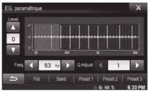 ALPINE X800DML - Réglage de la courbe de l'égaliseur paramétrique (EG. paramétrique) - 1