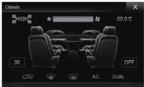 ALPINE X800DV - Exemple d'affichage de I'ecran de la climatisation - 1
