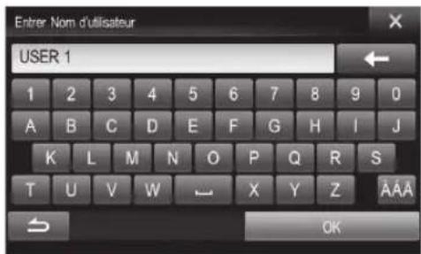 ALPINE X800DV - Saisissez le nom de l'utilisateur à l'aide du clavier, puis appuyez sur la touche [OK]. - 1