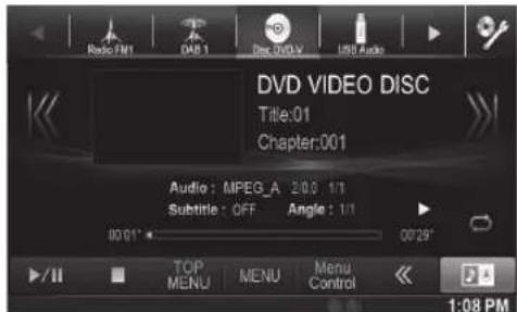 ALPINE X800DV - L'affichage de l'écran de l'utilisation d'un DVD - 1